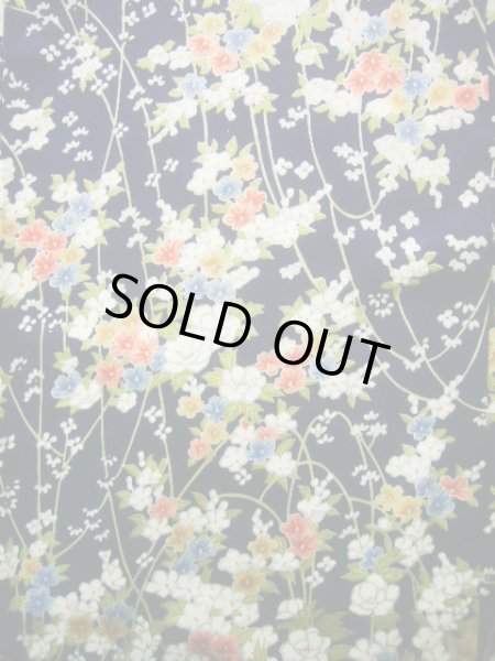 Photo4: J1014R Used Japanese Deep  Blue KOMON dyed / Silk. Flower,   (Grade B) (4)