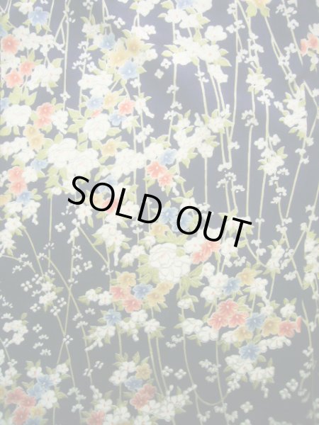Photo5: J1014R Used Japanese Deep  Blue KOMON dyed / Silk. Flower,   (Grade B) (5)