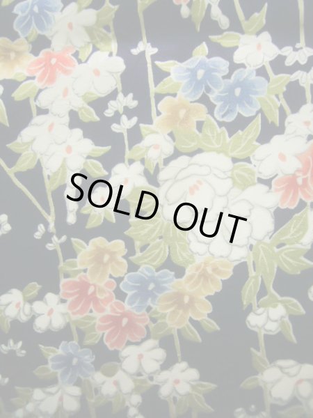 Photo7: J1014R Used Japanese Deep  Blue KOMON dyed / Silk. Flower,   (Grade B) (7)