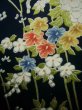 Photo8: J1014R Used Japanese Deep  Blue KOMON dyed / Silk. Flower,   (Grade B) (8)