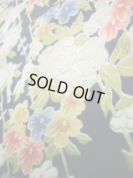 Photo11: J1014R Used Japanese Deep  Blue KOMON dyed / Silk. Flower,   (Grade B) (11)