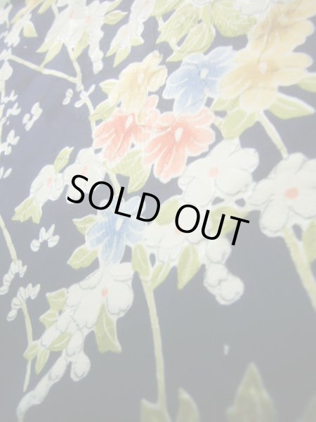 Photo12: J1014R Used Japanese Deep  Blue KOMON dyed / Silk. Flower,   (Grade B) (12)