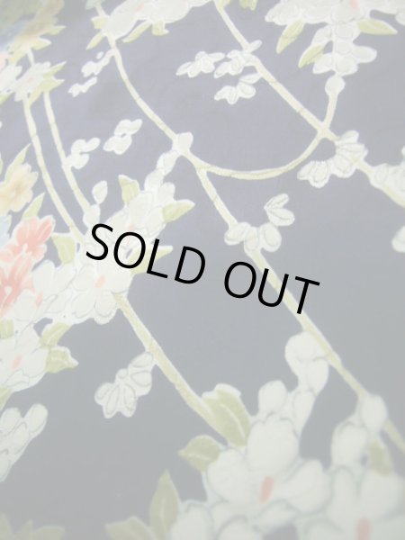Photo13: J1014R Used Japanese Deep  Blue KOMON dyed / Silk. Flower,   (Grade B) (13)