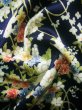 Photo14: J1014R Used Japanese Deep  Blue KOMON dyed / Silk. Flower,   (Grade B) (14)