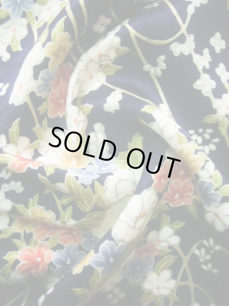 Photo14: J1014R Used Japanese Deep  Blue KOMON dyed / Silk. Flower,   (Grade B) (14)