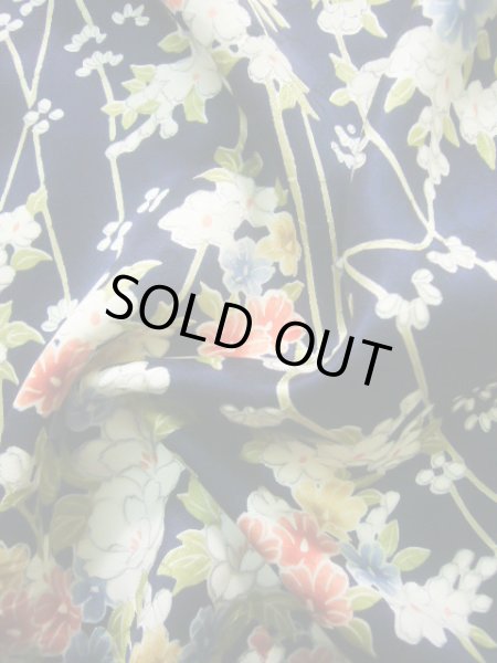 Photo15: J1014R Used Japanese Deep  Blue KOMON dyed / Silk. Flower,   (Grade B) (15)