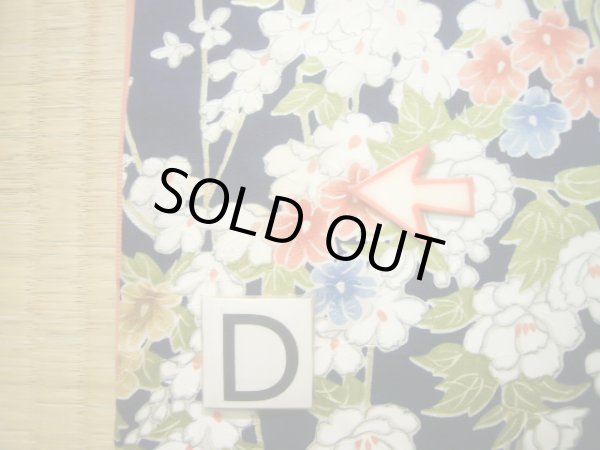 Photo20: J1014R Used Japanese Deep  Blue KOMON dyed / Silk. Flower,   (Grade B) (20)