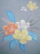 Photo7: J1014Z Used Japanese Pale  Pale Blue KOMON dyed / Silk. Flower,   (Grade A) (7)