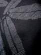 Photo8: J1023A Used Japanese   Black OSHIMA TSUMGI pongee / Silk. Bamboo leaf, TATE YOKO weave  (Grade C) (8)