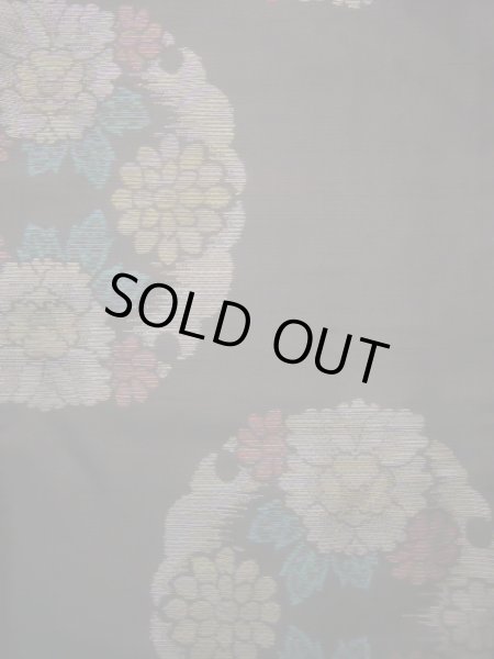 Photo3: J1023B Used Japanese Deep  Brown OSHIMA TSUMGI pongee / Silk. Flower, YOKOSO weave  (Grade B) (3)