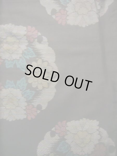 Photo4: J1023B Used Japanese Deep  Brown OSHIMA TSUMGI pongee / Silk. Flower, YOKOSO weave  (Grade B) (4)