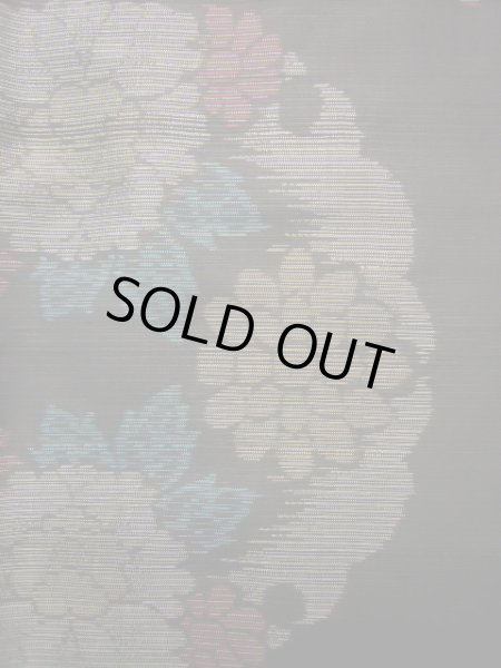 Photo6: J1023B Used Japanese Deep  Brown OSHIMA TSUMGI pongee / Silk. Flower, YOKOSO weave  (Grade B) (6)