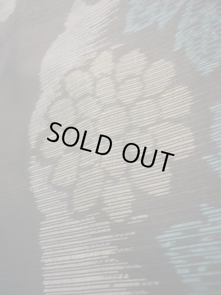 Photo10: J1023B Used Japanese Deep  Brown OSHIMA TSUMGI pongee / Silk. Flower, YOKOSO weave  (Grade B) (10)