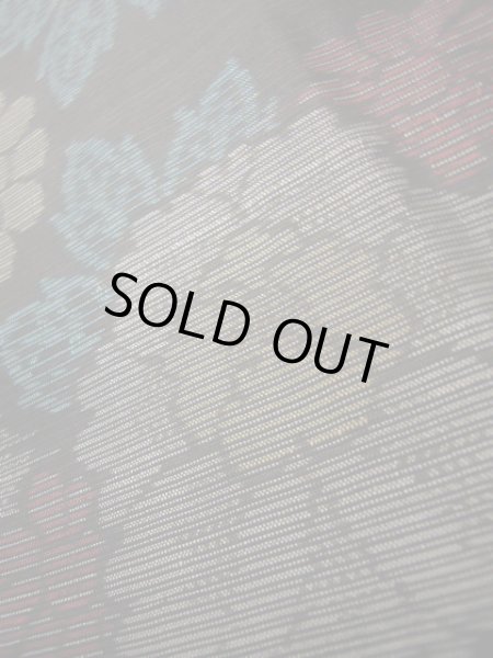 Photo11: J1023B Used Japanese Deep  Brown OSHIMA TSUMGI pongee / Silk. Flower, YOKOSO weave  (Grade B) (11)