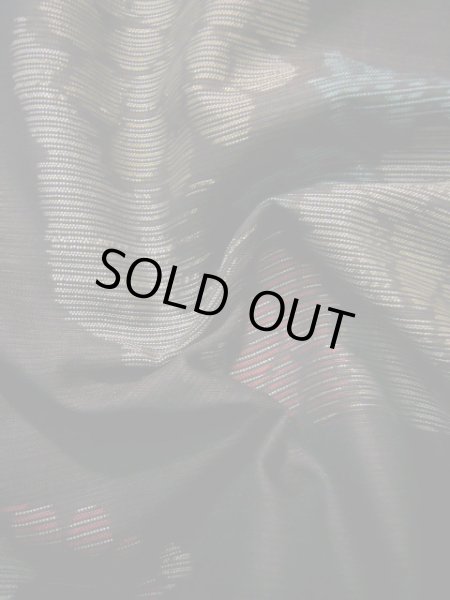 Photo13: J1023B Used Japanese Deep  Brown OSHIMA TSUMGI pongee / Silk. Flower, YOKOSO weave  (Grade B) (13)