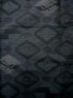 Photo4: J1023E Used Japanese Heather Bluish Black OSHIMA TSUMGI pongee / Silk. Geometrical pattern, YOKOSO weave  (Grade A) (4)