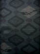 Photo5: J1023E Used Japanese Heather Bluish Black OSHIMA TSUMGI pongee / Silk. Geometrical pattern, YOKOSO weave  (Grade A) (5)