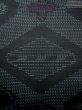 Photo8: J1023E Used Japanese Heather Bluish Black OSHIMA TSUMGI pongee / Silk. Geometrical pattern, YOKOSO weave  (Grade A) (8)