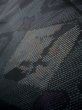 Photo9: J1023E Used Japanese Heather Bluish Black OSHIMA TSUMGI pongee / Silk. Geometrical pattern, YOKOSO weave  (Grade A) (9)