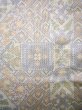 Photo8: J1023J Used Japanese Heather  Multi Color OSHIMA TSUMGI pongee / Silk. Geometrical pattern, TATE YOKO weave  (Grade B) (8)