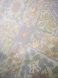 Photo12: J1023J Used Japanese Heather  Multi Color OSHIMA TSUMGI pongee / Silk. Geometrical pattern, TATE YOKO weave  (Grade B) (12)