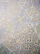 Photo13: J1023J Used Japanese Heather  Multi Color OSHIMA TSUMGI pongee / Silk. Geometrical pattern, TATE YOKO weave  (Grade B) (13)