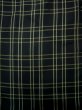 Photo4: J1023L Used Japanese   Black OSHIMA TSUMGI pongee / Silk. Plaid Checks   (Grade B) (4)