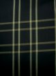 Photo5: J1023L Used Japanese   Black OSHIMA TSUMGI pongee / Silk. Plaid Checks   (Grade B) (5)