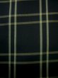 Photo6: J1023L Used Japanese   Black OSHIMA TSUMGI pongee / Silk. Plaid Checks   (Grade B) (6)