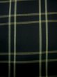 Photo6: J1023L Used Japanese   Black OSHIMA TSUMGI pongee / Silk. Plaid Checks   (Grade B) (6)