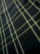 Photo7: J1023L Used Japanese   Black OSHIMA TSUMGI pongee / Silk. Plaid Checks   (Grade B) (7)