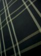 Photo8: J1023L Used Japanese   Black OSHIMA TSUMGI pongee / Silk. Plaid Checks   (Grade B) (8)