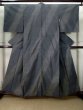 Photo1: J1023V Used Japanese Heather  Black OSHIMA TSUMGI pongee / Silk. Abstract pattern, TATE YOKO weave  (Grade B) (1)