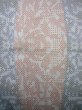Photo6: J1023X Used Japanese Heather Light Red OSHIMA TSUMGI pongee / Silk. Geometrical pattern TATE YOKO weave  (Grade C) (6)
