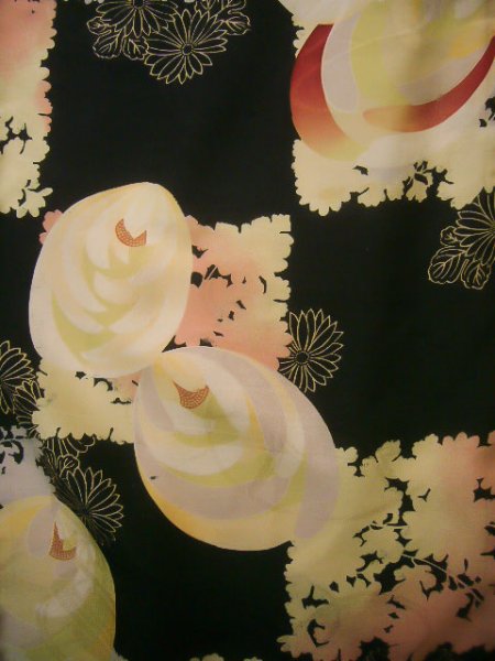 Photo3: J1104I Used Japanese   Black Kids / Silk. Flower,   (Grade D) (3)