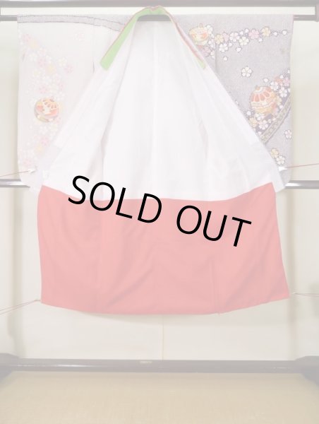 Photo2: J1104J Used Japanese Light Deep Wisteria Kids / Synthetic. Chrysanthemum, rabbitear iris, bell pattern  (Grade C) (2)