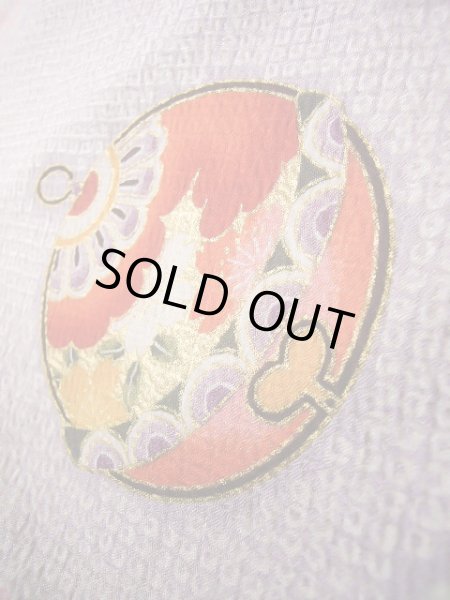 Photo15: J1104J Used Japanese Light Deep Wisteria Kids / Synthetic. Chrysanthemum, rabbitear iris, bell pattern  (Grade C) (15)