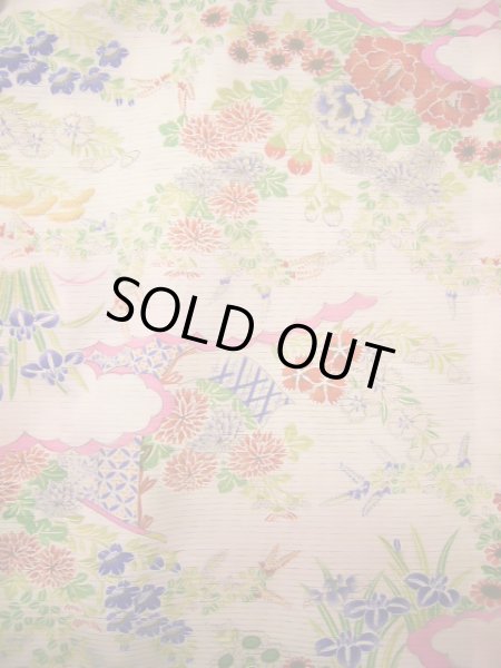 Photo3: J1104K Used Japanese Light Sweet Pink Kids / Silk. Flower, lily, fringed pink pattern  (Grade B) (3)