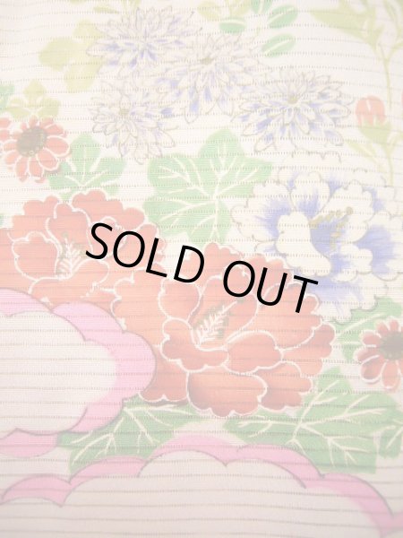 Photo5: J1104K Used Japanese Light Sweet Pink Kids / Silk. Flower, lily, fringed pink pattern  (Grade B) (5)