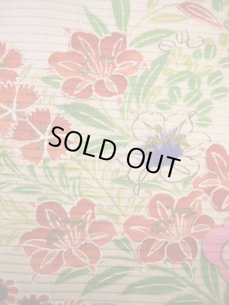 Photo8: J1104K Used Japanese Light Sweet Pink Kids / Silk. Flower, lily, fringed pink pattern  (Grade B) (8)