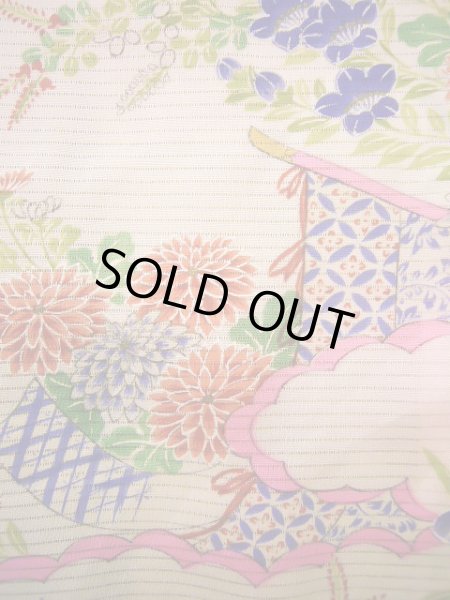 Photo10: J1104K Used Japanese Light Sweet Pink Kids / Silk. Flower, lily, fringed pink pattern  (Grade B) (10)