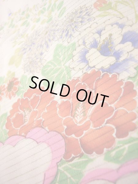 Photo11: J1104K Used Japanese Light Sweet Pink Kids / Silk. Flower, lily, fringed pink pattern  (Grade B) (11)
