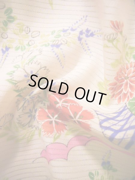 Photo18: J1104K Used Japanese Light Sweet Pink Kids / Silk. Flower, lily, fringed pink pattern  (Grade B) (18)