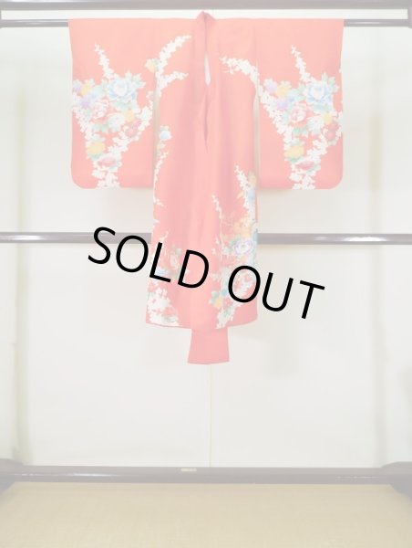 Photo2: J1104S Used Japanese Light  Orange Kids / Silk. Peony,   (Grade B) (2)