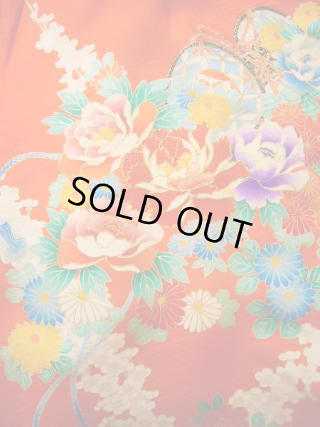 Photo3: J1104S Used Japanese Light  Orange Kids / Silk. Peony,   (Grade B) (3)