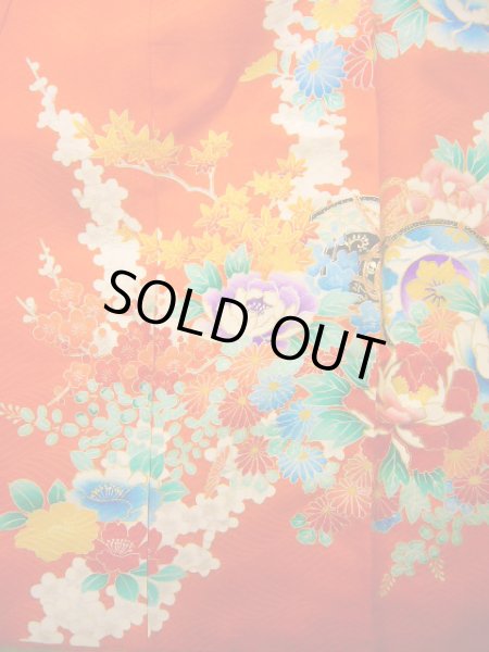 Photo4: J1104S Used Japanese Light  Orange Kids / Silk. Peony,   (Grade B) (4)
