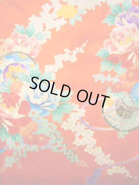 Photo5: J1104S Used Japanese Light  Orange Kids / Silk. Peony,   (Grade B) (5)