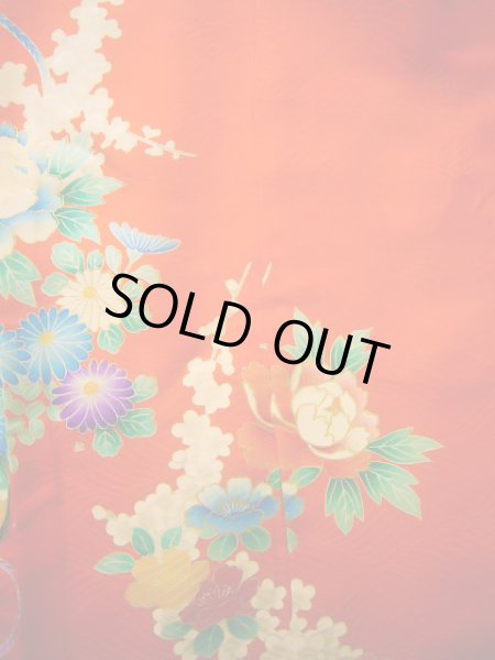 Photo6: J1104S Used Japanese Light  Orange Kids / Silk. Peony,   (Grade B) (6)