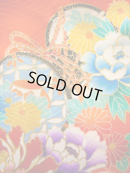 Photo8: J1104S Used Japanese Light  Orange Kids / Silk. Peony,   (Grade B) (8)