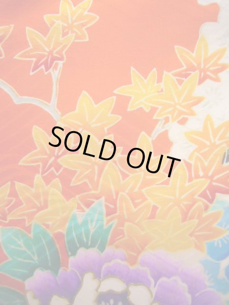 Photo13: J1104S Used Japanese Light  Orange Kids / Silk. Peony,   (Grade B) (13)